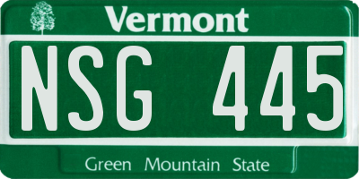 VT license plate NSG445