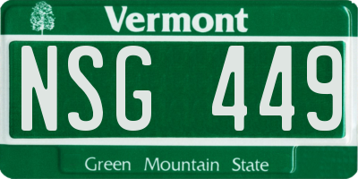 VT license plate NSG449
