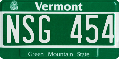VT license plate NSG454