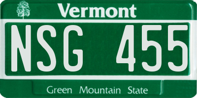 VT license plate NSG455