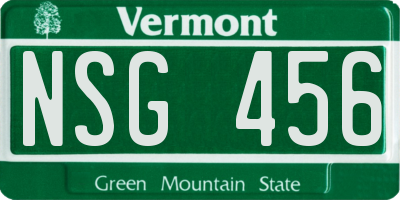 VT license plate NSG456