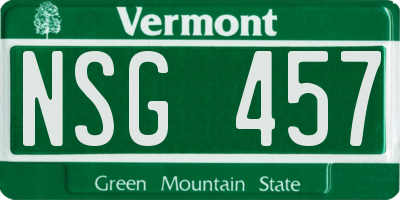 VT license plate NSG457