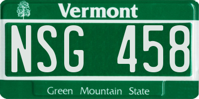 VT license plate NSG458