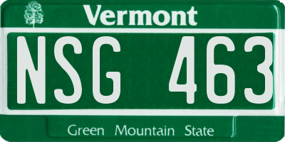 VT license plate NSG463