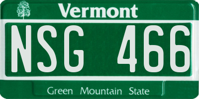 VT license plate NSG466