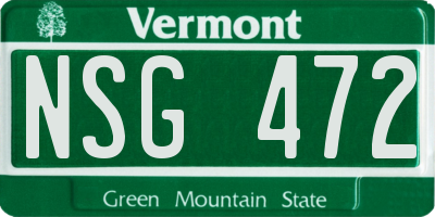 VT license plate NSG472