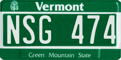 VT license plate NSG474
