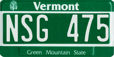 VT license plate NSG475