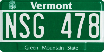 VT license plate NSG478
