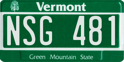VT license plate NSG481