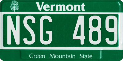 VT license plate NSG489