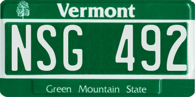 VT license plate NSG492