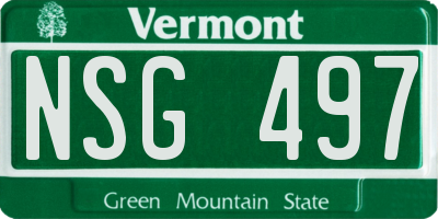VT license plate NSG497