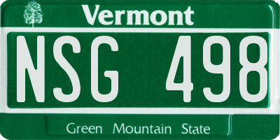 VT license plate NSG498