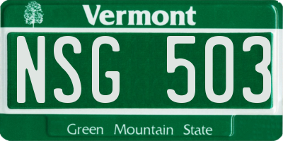 VT license plate NSG503