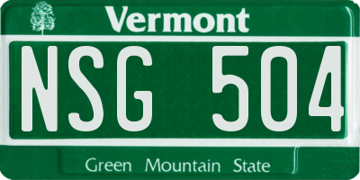 VT license plate NSG504