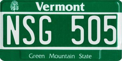 VT license plate NSG505