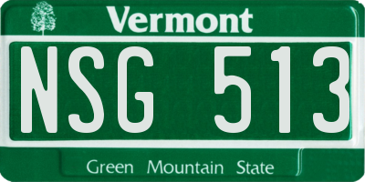 VT license plate NSG513