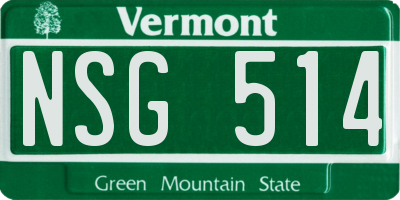 VT license plate NSG514