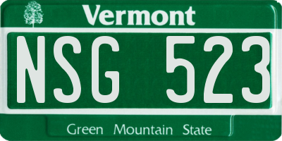 VT license plate NSG523
