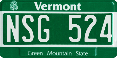 VT license plate NSG524