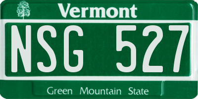 VT license plate NSG527