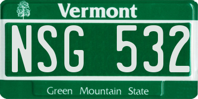 VT license plate NSG532