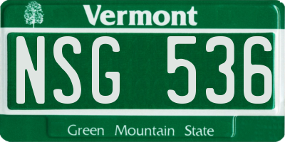 VT license plate NSG536