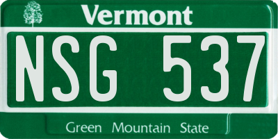 VT license plate NSG537