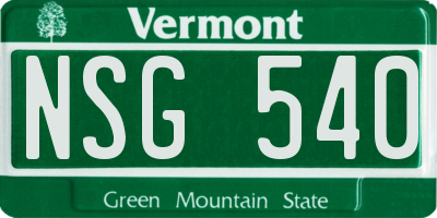 VT license plate NSG540
