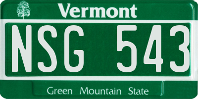 VT license plate NSG543