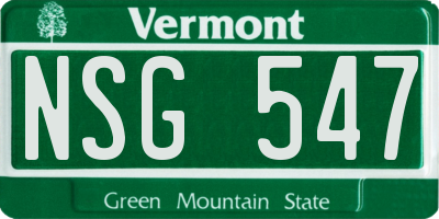VT license plate NSG547