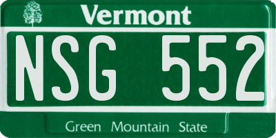 VT license plate NSG552