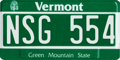 VT license plate NSG554