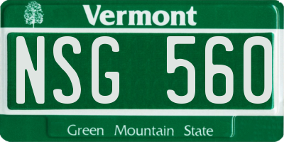 VT license plate NSG560