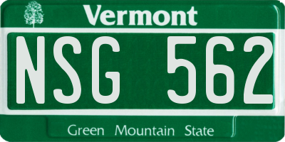 VT license plate NSG562
