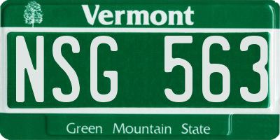 VT license plate NSG563
