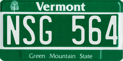 VT license plate NSG564