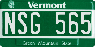 VT license plate NSG565