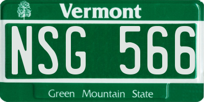 VT license plate NSG566