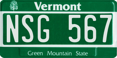 VT license plate NSG567