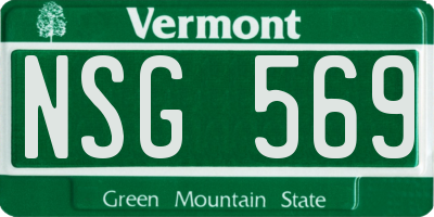 VT license plate NSG569