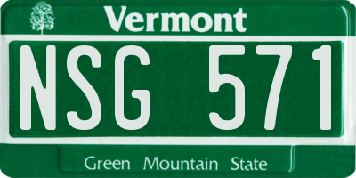 VT license plate NSG571
