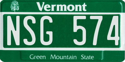 VT license plate NSG574