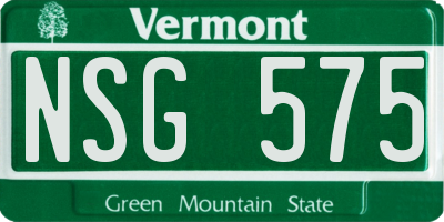 VT license plate NSG575
