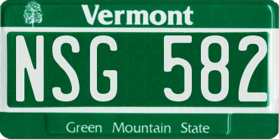VT license plate NSG582