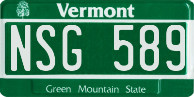 VT license plate NSG589