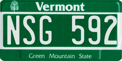 VT license plate NSG592
