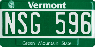 VT license plate NSG596