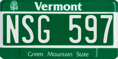 VT license plate NSG597